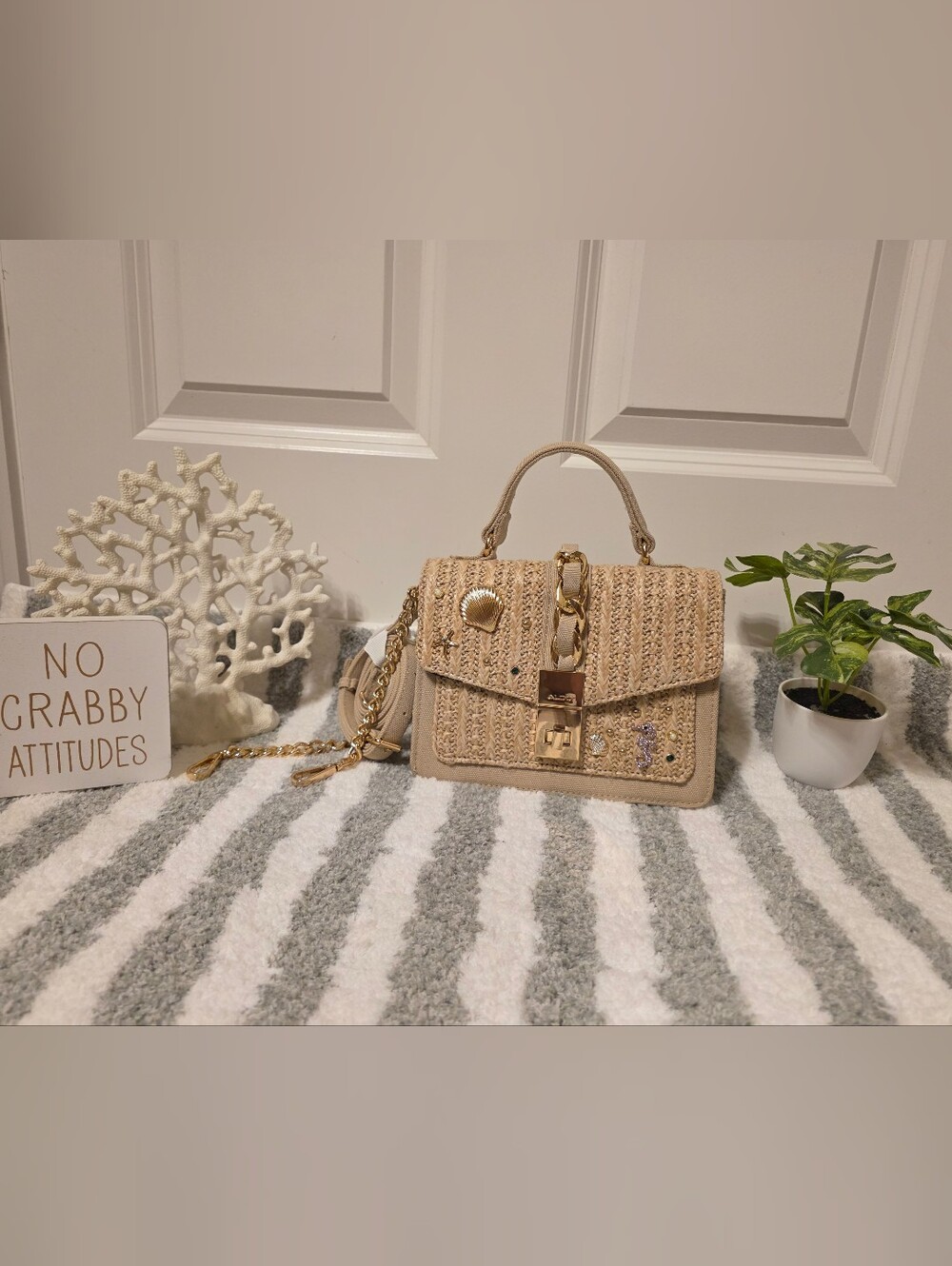 ALDO NWOT Paradisaax Straw Woven Top-Handle Crossbody Bag MSRP$80